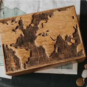 World Map Treasure Jewelry Box