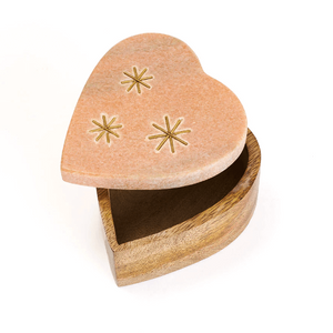 Pink Carved Marble Heart Keepsake Box
