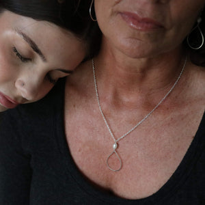 pearl teardrop necklace in sterling silver or 14k