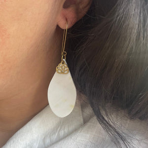 Ankole Droplet close up earring on model