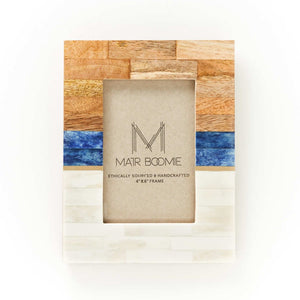 blue and bone wood frame