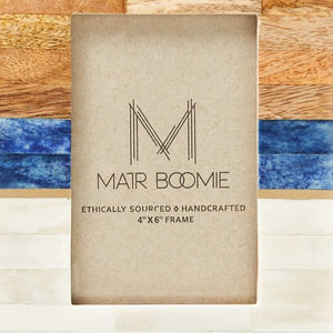 Blue Carved Bone and Mango Wood Frame - 4 x 6