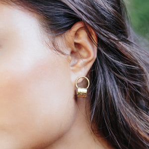Handcrafted Hammered Brass Drop Earrings