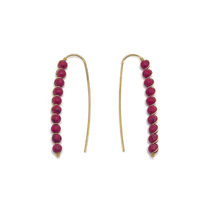 red  beaded threader earrings
