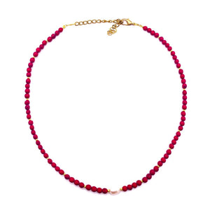 red beaded pearl necklace