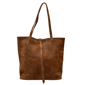 Stone Black Leather Tote Bag