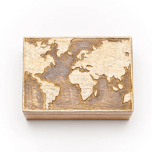 World Map Treasure Jewelry Box
