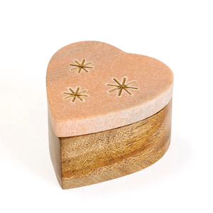 Pink Carved Marble Heart Keepsake Box