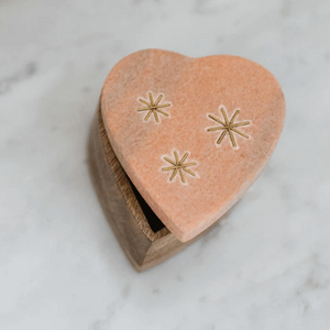 Pink Carved Marble Heart Keepsake Box