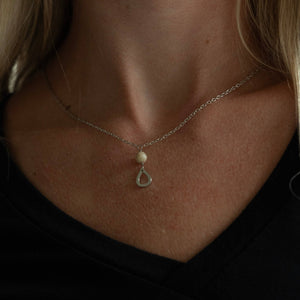 brass teardrop Necklace with stone also in silver