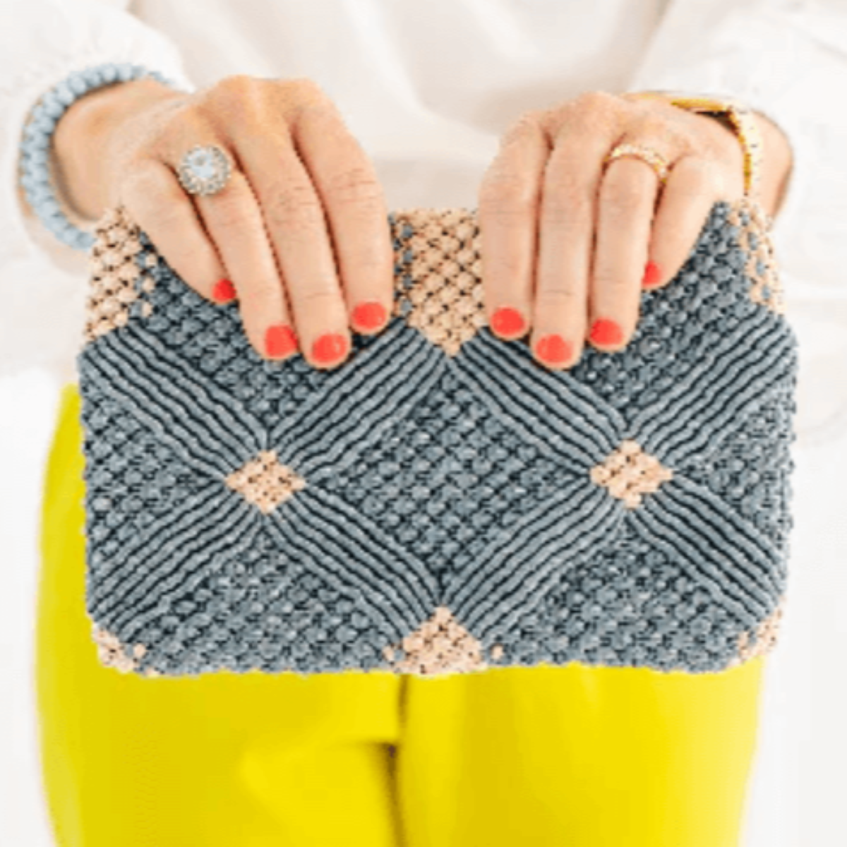 handmade clutch blue
