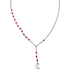 beaded moon pendant necklace