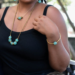 jasmineaqua blue bead cuff and necklace