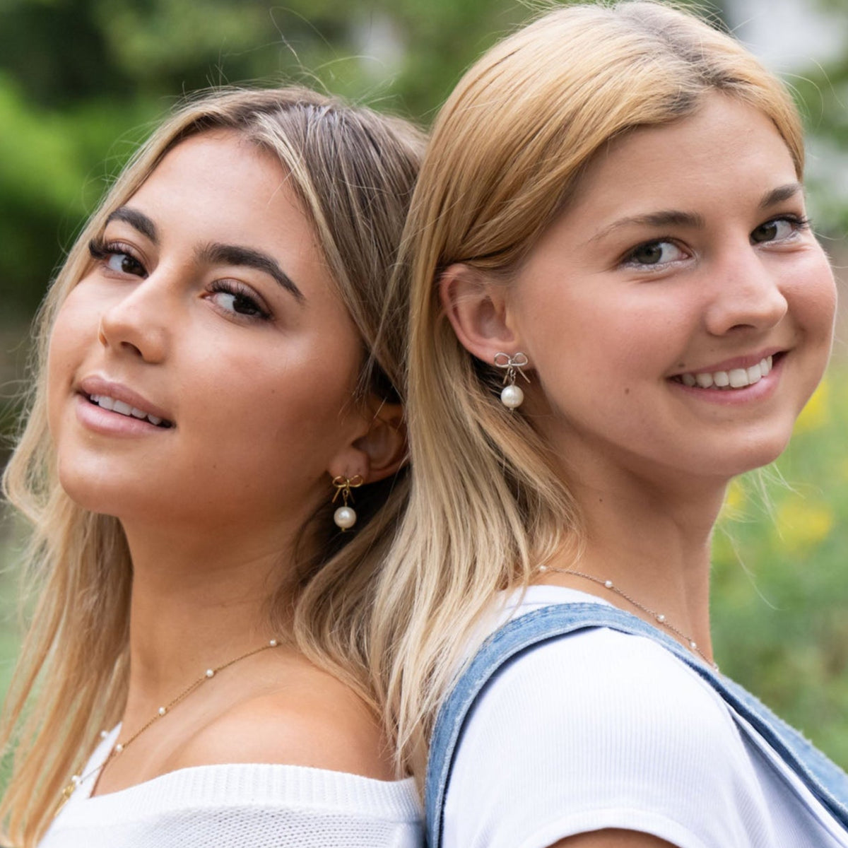 Delicate and timeless, our hand-forged Pearl Bow Studs are perfect for everyday wear. Each stud features a handcrafted brass bow paired with a luminous pearl, securely finished with sterling silver posts.

Every detail—from cutting and hammering to final assembly—is carefully done by a young woman in India rebuilding her life after human trafficking. With each purchase, you support her journey toward hope, dignity, and a brighter future through our non-profit, International Sanctuary.