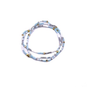 blue beaded stretch bracelets