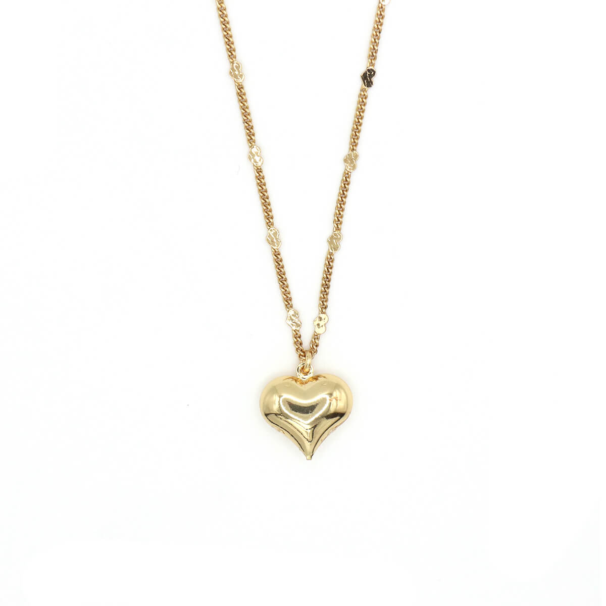 14k gold plated heart chain necklace