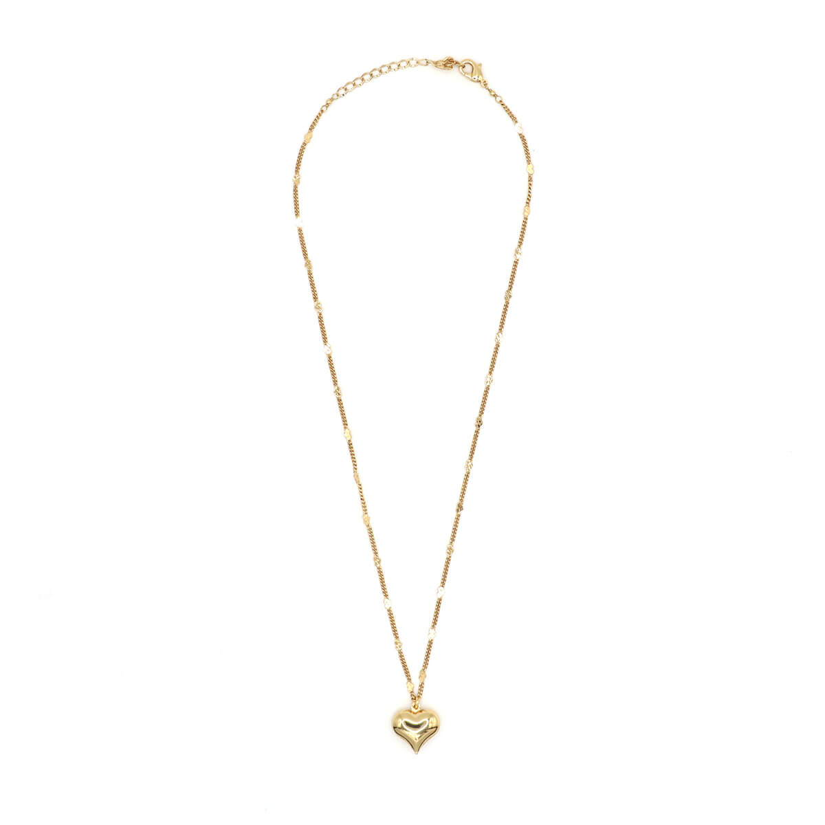14k gold plated heart chain necklace