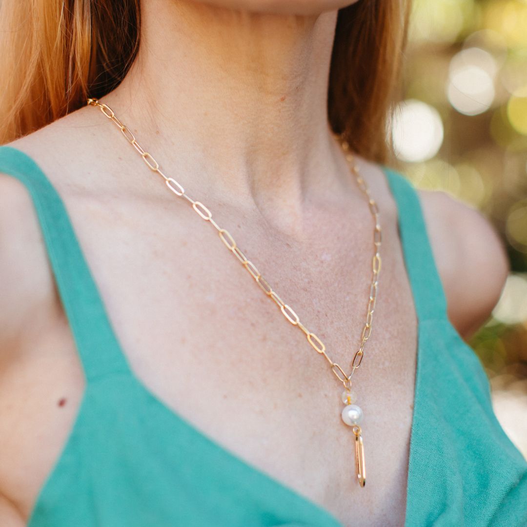 Linked Gemstone Pendant Necklace