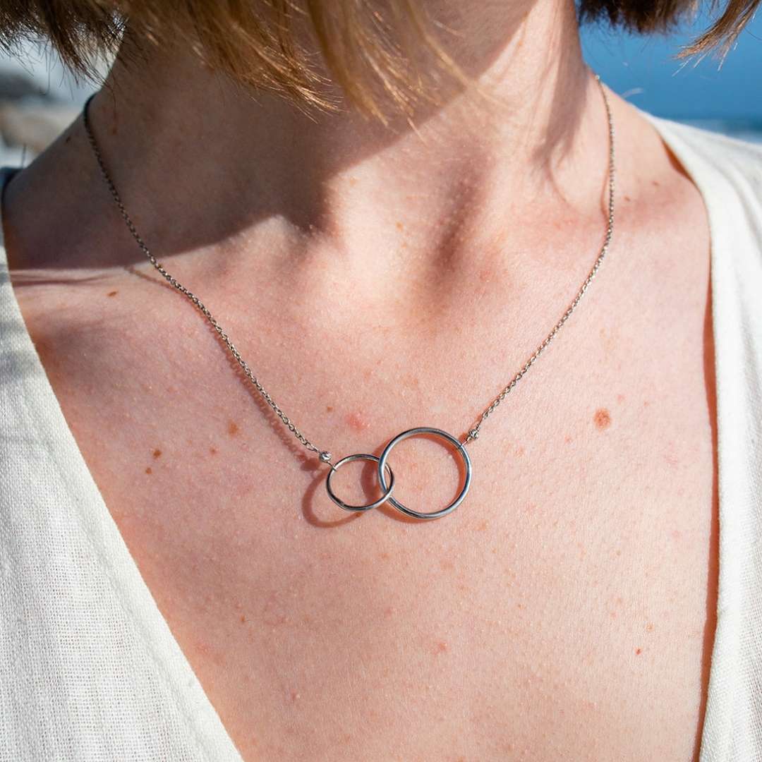 14k Rose Gold Diamond Circle Necklace —