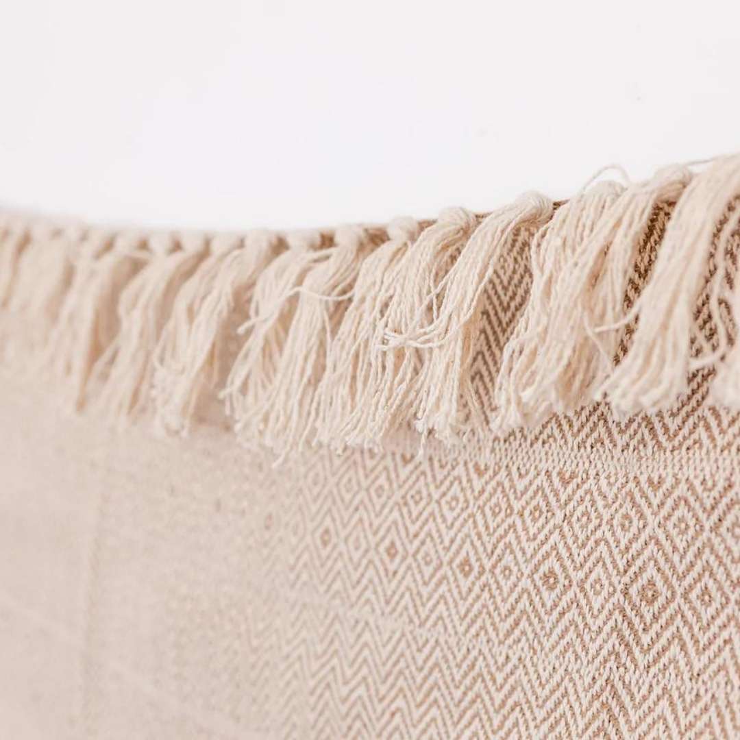 Hand Loomed Cotton Throw Beige