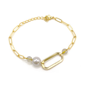 linked pearl bracelet on white