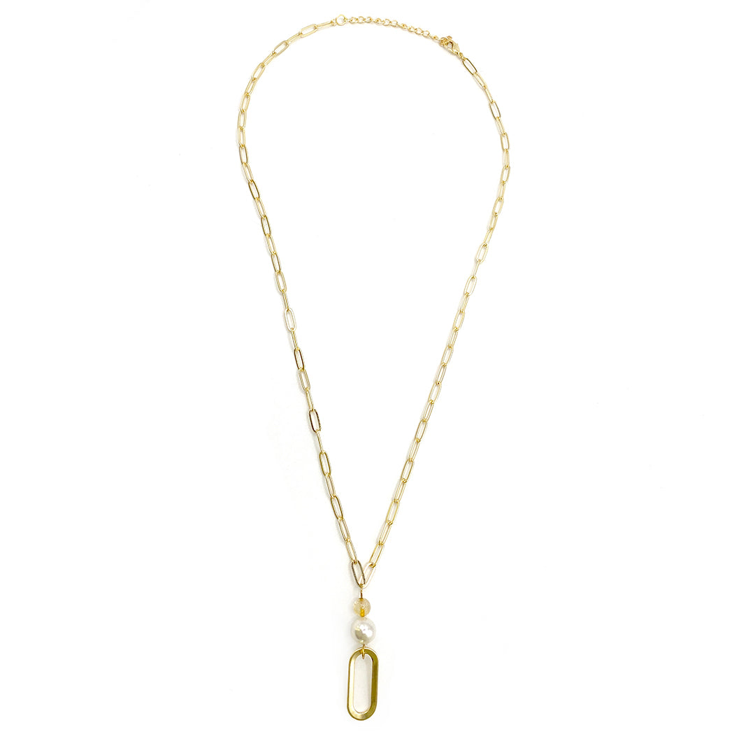 Linked Gemstone Pendant Necklace