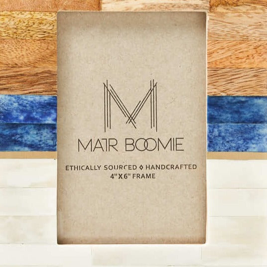 blue and bone wood frame